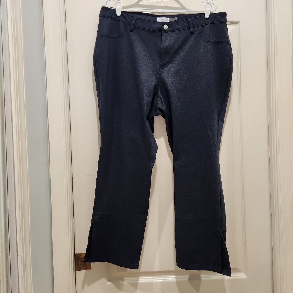 Calvin Klein Navy Stretch Kick-Flare Pants